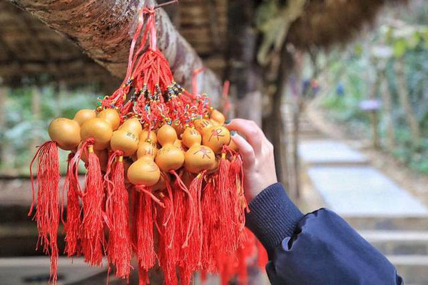 据说佤族祖先是从葫芦生出来的哦,所以葫芦是他们的吉祥物.沧源崖